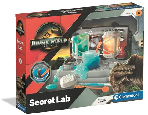 Clementoni Jurassic World Geheimes Genetik Labor - Bausatz für Dinosaurierlabor mit leuchtenden Dinosauriern - Lernspielzeug für Kinder ab 7 Jahren - 18220