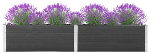 HaoChrymec Jardinera Elevada de WPC, Resistente a la Intemperie, Diseño Moderno, Ideal para Huerto Urbano y Jardín Exterior, Color Gris, 200x50x54 cm