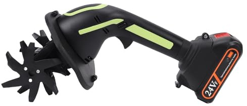 Pssopp Motozappa da Giardino Senza Fili, Mini Motozappa Elettrica Portatile con Caricatore, Larghezza 10 Cm per la Coltivazione del Terreno e il Diserbo nel Giardinaggio del Prato (Spina europea)