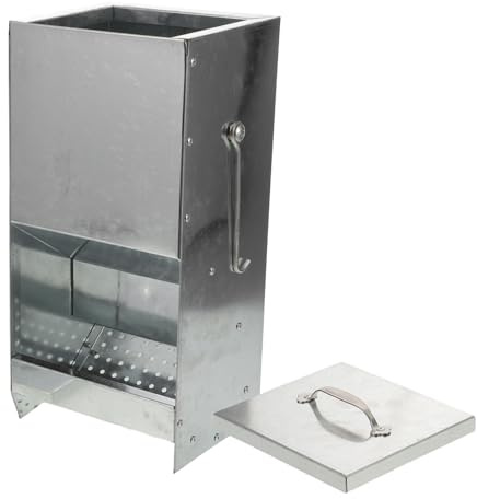Abaodam Distributeur Nourriture Métal pour Lapins et Petits Animaux Bac à Foin Compact avec Couvercle Magnétique et Crochets Latéraux Mangeoire Cage Antidéversement pour Poules Canards et