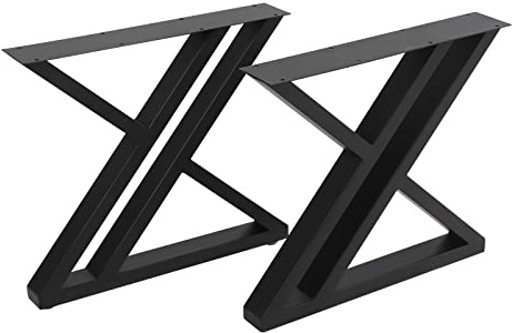 Hurrylying Tischbeine Metall 2 StüCk X-FöRmig Schwarz, 200Kg Load TragfäHig Rostschutz Pulverbeschichtung, für Sofa Schrank Tisch, Einfache Schraubmontage, Indoor & Outdoor, Modernes Design