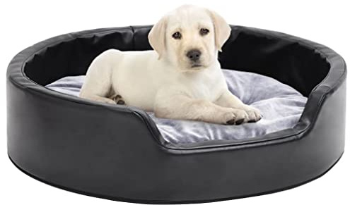 Frdhee Hundedecke,Hundebett Schwarz-Grau 69x59x19 cm Plüsch und Kunstleder für Mittelgroße Hunde, Grosse Hunde
