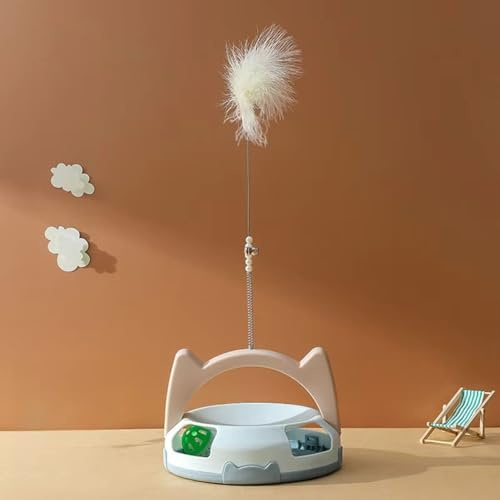 XZWYVUTSR Plateau tournant interactif de Service à thé de Plume de Chat avec Boule de Cloche Jouet Auto - jouable Automatique