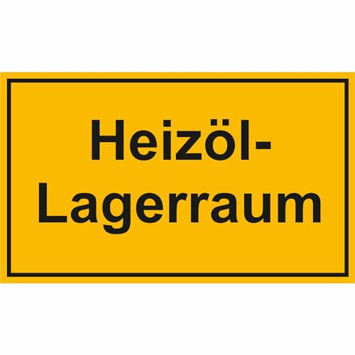 Indigos UG Aufkleber Heizöl - Lagerraum - 25 cm x 15 cm - selbstklebender Sicherheits Aufkleber für Tür oder Wand - Warnschild für Gebäude, Hotel, Büro, Firma, Haus, Praxis
