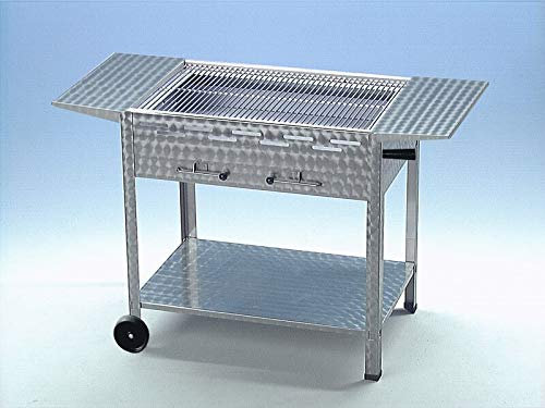 MLGV Holzkohlegrill Standgrill Grill Kohlegrill Edelstahl 4er, mobil + Seitenablagen