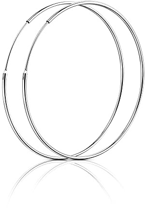 SOSMAR Boucles d'oreilles rondes en argent 925 véritable - Cercle classique - Avec boîte cadeau - Pour Femme 40mm