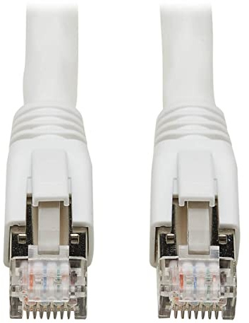 Eaton Cat8 Cavo Ethernet senza strappi, cavo patch di rete certificato 25G/40G, 22 AWG S/FTP, PoE, bianco, 25 piedi / 7,6 metri (N272-025-WH)