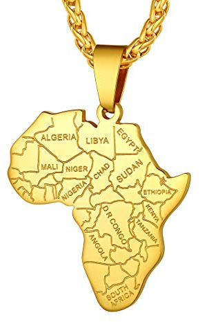 Richsteel personalisierte Afrika Karte Edelstahl Herren Kette mit Afrika Karte Anhänger Horusauge Anhänger mit Geschenkebox für Herren und Damen