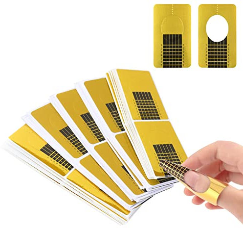 Hanyousheng Nagel-Schablonen (200 Stück), Golden Schablonen für künstliche Fingernagel-Modellage