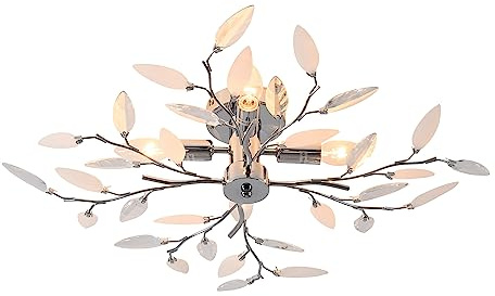 M2 OUTLET moderne Deckelneuchte/Blätter-Deckenleuchte (Chrom) Ø60cm, 230V