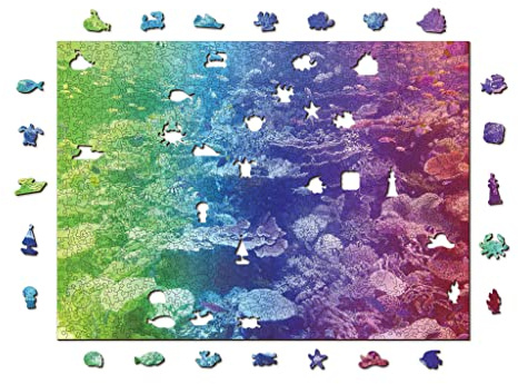 Wooden.City Holzpuzzle 1000 +10 Teile - KORALLENRIFF - Erwachsene Kinder Tierpuzzle - Bunt Einzigartige Tierform - Haus Dekoration - Geschenk Lernspielzeug - Tolles Spielzeug - Puzzle - 51,9 x 37,5 cm