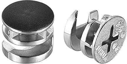 sourcing map 10 Stück Möbelverbinder Nockensperre Beschläge 15mm x 12mm mit schwarzer Abdeckung für Möbelplattenverbindung
