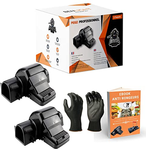 Piege a Souris x2 - Piege a Rat - Anti Rats Exterieur Puissant - Tapetteà Souris Réutilisable - Anti Souris Efficace - Tunnel Double Entree - Tapetteà Rat - Appat Rat - Gants Inclus - Marque Francaise