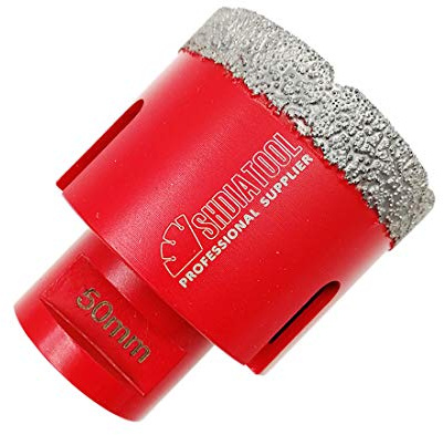 SHDIATOOL Diamant-Kernbohrer, Lochsäge Durchmesser 50mm 2 M14 Gewinde vakuumgelötet für Beton, Granit, Marmor, Porzellan, Fliesen, Mauerwerk, Ziegel