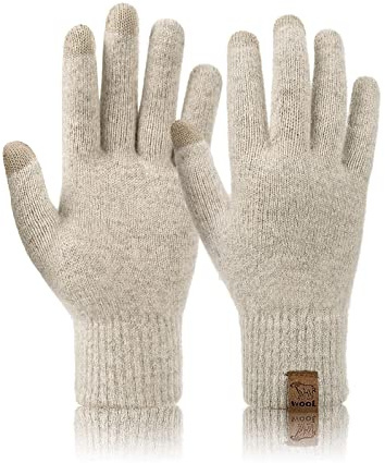 Voqeen 100% Wool Glove Winter Warm Touchscreen Gloves 3 Fingers Touch Screen Texting Mitten Glove for Men Women for Cycling Running Climbing Hiking Outdoor Sports