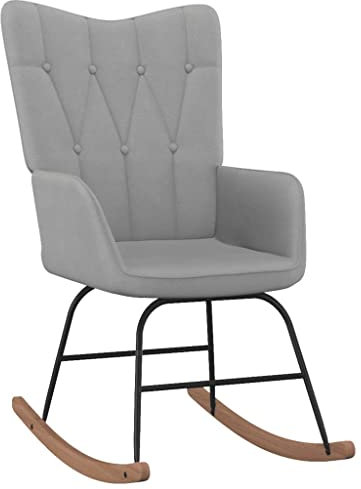 Makastle Schaukelstuhl Stoff Schaukelsessel Moderner Schwingstuhl Sessel Stuhl Wohnzimmersessel Relaxsessel Schwingsessel Polster Relaxstuhl für Wohnzimmer, Schlafzimmer, Hellgrau