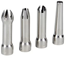 Runesol 4 x Boquillas de Acero Inoxidable para Sifón de Nata, Cuatro Boquillas para Sifón de Espuma, Piezas de Repuesto para Crear Nata Montada para Decorar Postres o Tartas