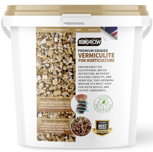 Vermiculite Soil Amendment - Bucket of Premium Grade Horticultural Vermiculite for Hydroponics and Gardening - Improves Water Retention and Aeration (10L Bucket)