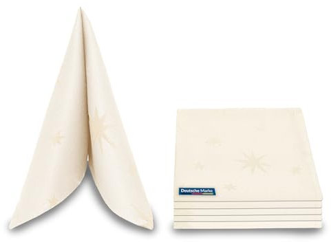 TEXMAXX® Stoffservietten Weihnachten 6 Stück/Weihnachtsservietten 40x40 cm/Servietten Weihnachten/Weihnachten Servietten Stoff/Stoffservietten Creme/Gold