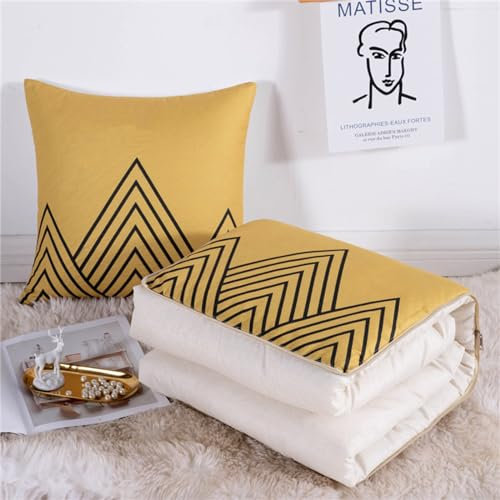 Hixingo Reisedecke und Kissen 2 in 1, Reisedecke mit Kissen Set Multifunktionale Reise Decke und Kissen 2 in 1 Weichem Flugzeug Verwandlungskissen für Urlaub, Camping (Gelber Berg,45 * 45cm)