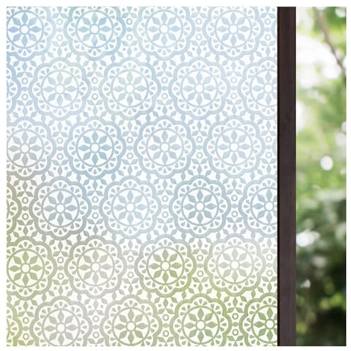 Lifetree Fensterfolie Blickdicht Sichtschutzfolie Fenster Blumen 60x1000cm | Milchglasfolie Selbsthaftende, Sonnenschutz Anti-UV Dekofolie, Statische Ohne Klebstoff Für Badezimmer Schlafzimmer Küche