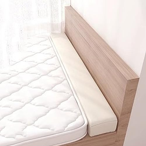 Miaogoo Weicher Bettlückenfüller für Einzel-/Doppelbett, rechteckiger langer Bettkeil, dicke, elastische Matratzenverlängerung, Kissen, waschbarer Bezug, Wandmatratzenfüller (200 x 10 x 20 cm, Weiß)