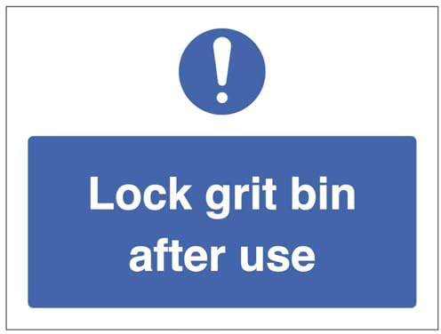 Lock grit bin after use (self adhesive vinyl safety label)