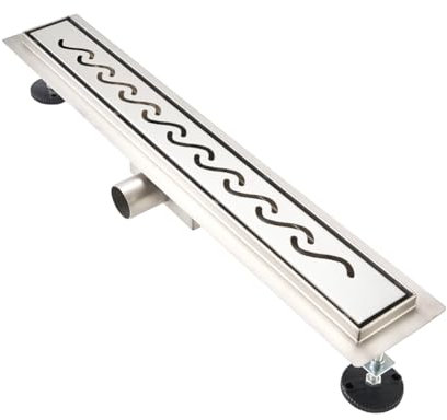 GY Bath Duschrinne 50cm Komplettset,Type S Bodenablauf Edelstahl Duschablauf,Siphon mit Geruchsstop, Haarsieb