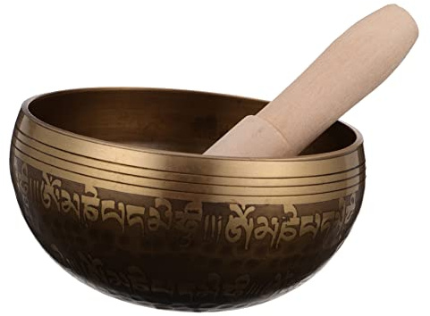 3 Sets Klangschale Nepal Schüssel Schlägel Tibetischer Gong Meditationsgong Tibetische Heilschalen Klangschale mit Stab Stuff Meditationsschale mit Stab Glocke Yoga Holz Lauf aus Kupfer