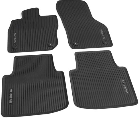 Skoda 3P1061500 Fußmatten Premium Allwettermatten 4X Gummimatten, schwarz, mit Superb Schriftzug