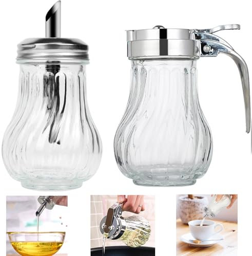 Aipeeo 2 Piezas Azucarero y Salero de Cristal, 200ml, Tapa de Acero Inoxidable, para Cocina, Mostrador, Café y Restaurante