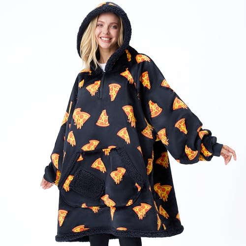 Giggling Getup tragbare Decken Hoodie – Übergroße Flanell Sherpa Fleece Sweatshirt Decke für Erwachsene, Kinder, Frauen und Männer