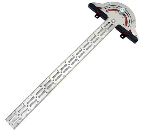 Smgda Protractor Angle Finder, 13 inch Woodworking Edge Ruler, 0-70°Adjustable Multi-Function Angle Measure Tool, Stainless Steel Carpenter T Square, T Ruler with Wall Hanging Storage Rack