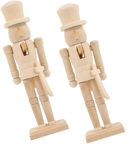 HOOTNEE 2pezzi Figurine Di Nutcracker Legno Non Verniciato Ornamento Natalizio Per Fai Da Te Soldato Di Noce Decorazione Per Natale Artigianato Legno Di