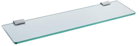 Meleriglas badrumshylla väggmonterad härdat glas rostfritt stål härdat transparent glas med kromfäste för badrum sovrum kök balkong, Badrumsförvaring