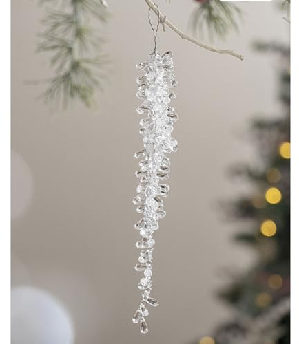 GreatRise Klare Kristall-Tropfenperlen Zweig-Girlandenstränge Acryl-Kristallgirlande Eistropfen Girlande Ornamente für DIY-Kranz Basteln Hochzeit Weihnachten Weihnachtsbaum Deko Eiskristall-D