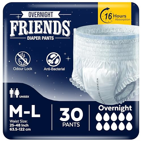 30 x Friends Pants Night Super Medium - Large (25-48 inches) | Overnight Unisex Incontinence Pants