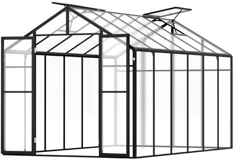 VEVOR Serra in Policarbonato 236 x 346 x 207 cm, Serra per Esterni con 2 Finestre di Ventilazione, Serra in Stile Padiglione con Porta a Battente, Kit Serra in Alluminio per Esterni, Giardino