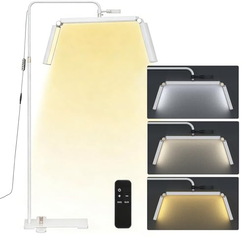 Halbmond-Lampe für Wimpern, 36 Zoll kosmetiklampe mit Telefonhalter, Faltbare Halbmond-Stehlampe für Wimpern, 3000K-6500K, Professionelle Mondlampe für Wimpernverlängerung Tattoo Hautpflege (Weiß)