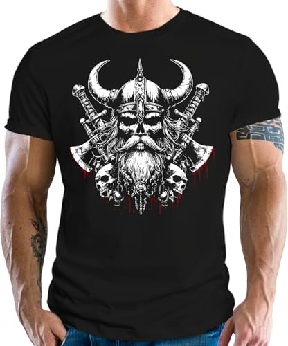 LOBO NEGRO T-Shirt Homme pour Fans de Vikings Nordiques Celtiques : Walhalla Vous Appelle, Skull, XL