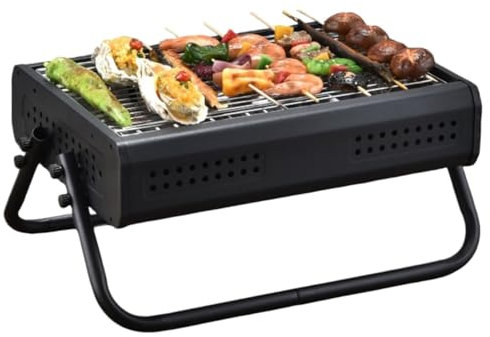 IWENZHKPA Holzkohlegrill Tisch-Holzkohlegrill Mit Griff, Tragbarer Grill, Outdoor-Grill Für Camping-Picknick Camping Grill(Black)