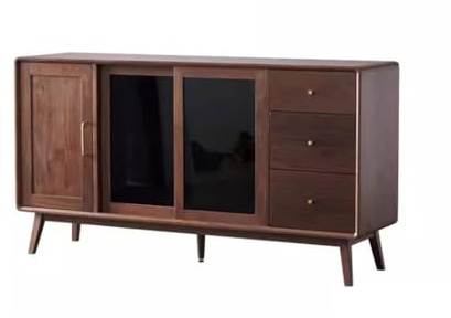 Buffet Buffet Nordique en Bois Massif, en Noyer Noir, Armoire de Rangement for Salle à Manger, Armoire de Rangement Simple Buffet avec Tiroirs