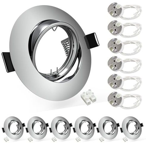 Wondlumi LED Einbaustrahler 12V Rahmen GU5,3 Deckenspots 68mm Schwenkbar Rund LED Spot Chrom inkl.Fassung für GU5,3 Brine Schlafzimmer Wohnzimmer