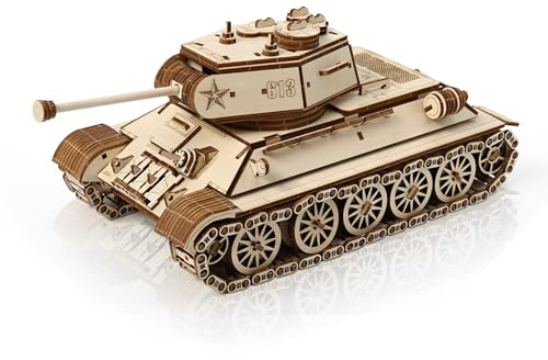 Cuteefun Car Wooden Model kit For Adult Teen, 3D Wooden Puzzle, Make Your Own Woodcraft Kit, Ideal for Birthday Christmas Father's Day (Tank)