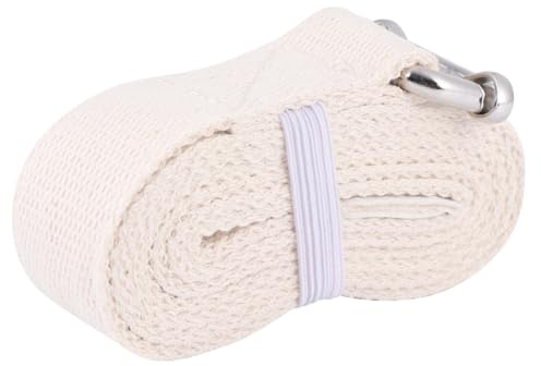 TOBBOMEY Ceinture de Yoga Élastique Blanche Bande de Fitness Portable et Multifonctionnelle pour Étirement et Renforcement Musculaire Convient Aux Adultes et Garçon Fille