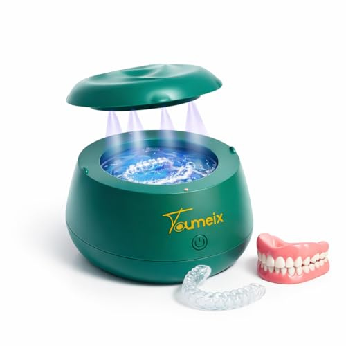 Toumeix Nettoyeur Ultrasonique UV Premium – 48kHz Haute Fréquence, 200mL Inox SUS304, Étanchéité IPX7, Nettoyage Prothèses Dentaires, Reteneurs, Goutières,... Ultra Silencieux <43dB, Stérilisation.