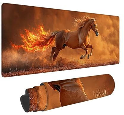 Tapis de Souris de Jeu, 800 x 300 mm XXL Tapis Souris Gaming Grand, Antidérapant Étanche, Extended Long Clavier Mouse Pad, Accessoire Bureau, pour Gamer, Ordinateur, PC (Le Cheval du désert) X-696