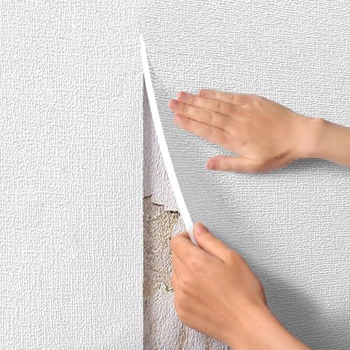 Aeovot Rouleau de Papier Peint Autocollant Isolant Thermique Anti Humidité Bruit Imperméable 5 mm Papier Peint Adhesif Revetement Mural - Matériau Mousse XPE Coussin Mural pour Salon(Blanc,50cmx3m)