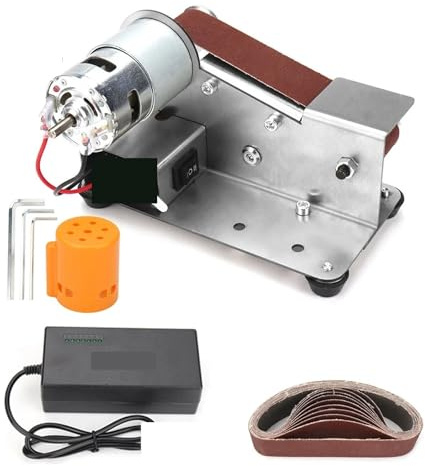 Lijadora de banda, Mini lijadora de banda eléctrica multifuncional, máquina pulidora y esmeriladora for bricolaje, 110/220 V, amoladora bandas, afilador, cortador, cuchilla, etc