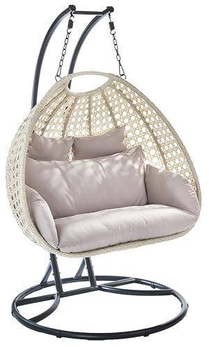 Kobolo Hängesessel Big Polyrattan Metallgestell 130x172x202 cm Grau
